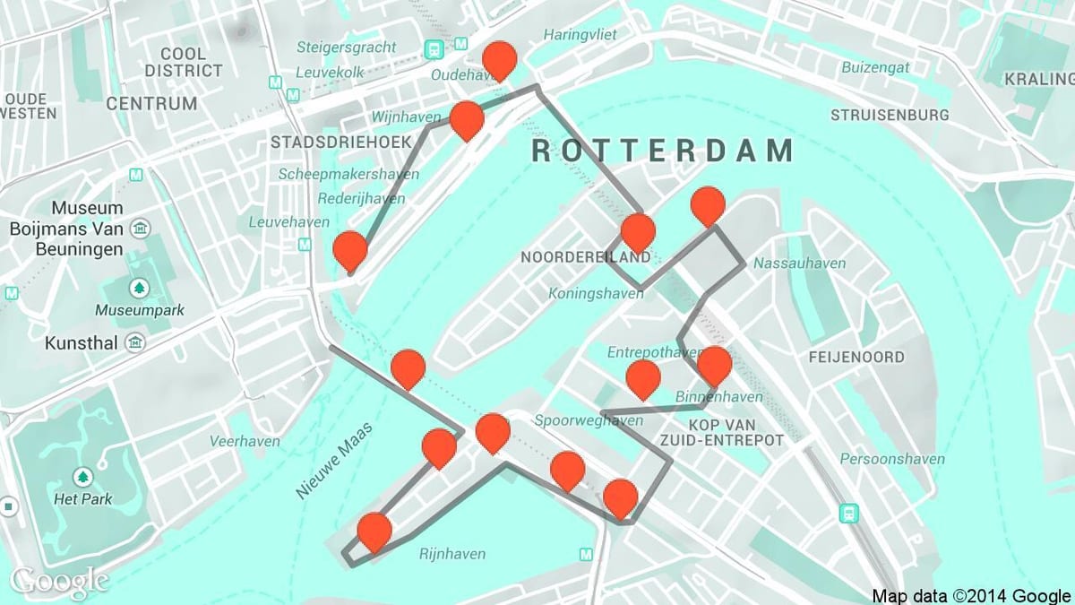 Karta över Rotterdam arkitektur