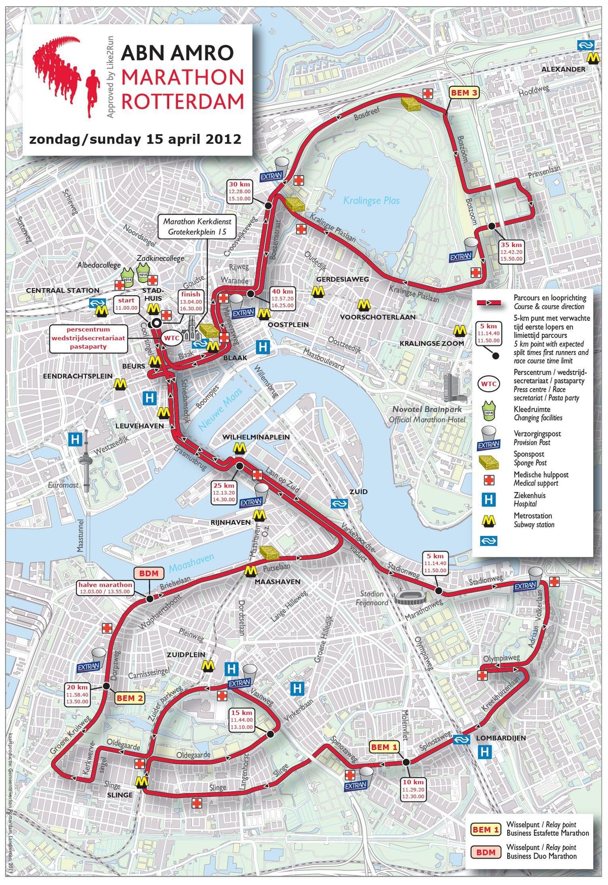 Karta över Rotterdam marathon 