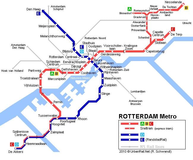 ret Rotterdam spårvagn karta