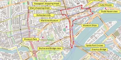 Karta över Rotterdam rundvandring 